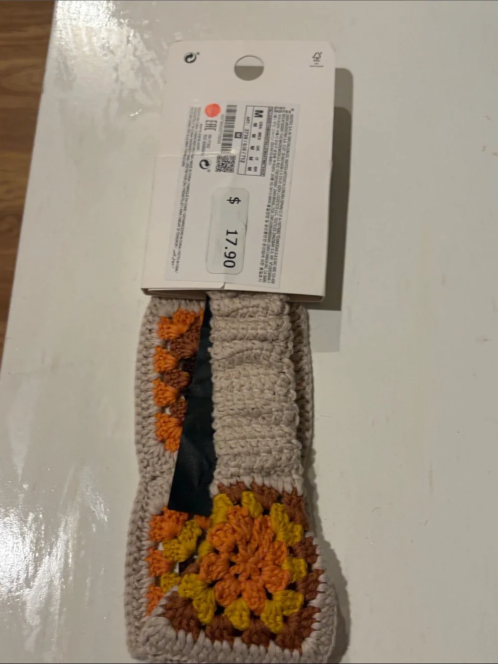 ZARA Crochet Granny Square Headband in Cream, Orange, Yellow, Brown